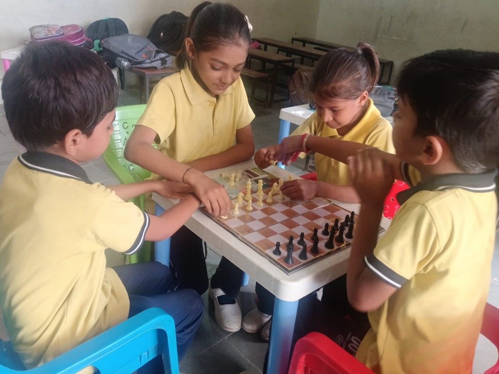 Students playing chess
